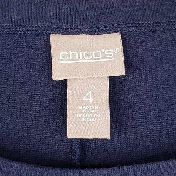 Chicos Shirt Size 4 US XXL Top Navy Blue Layered Stretch Knit Coastal Resort - Picture 6 of 9
